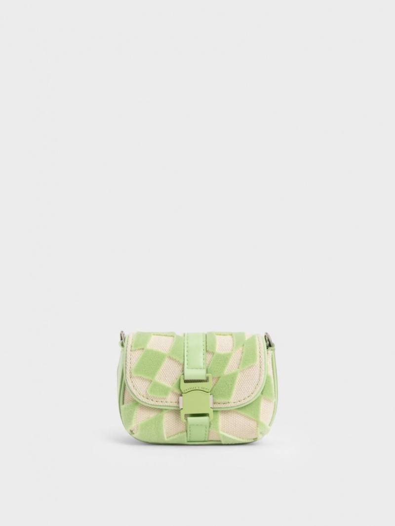 Charles And Keith Zetta Belt Buckle Checkered Mini Bag Green | PHILIPPINES X398