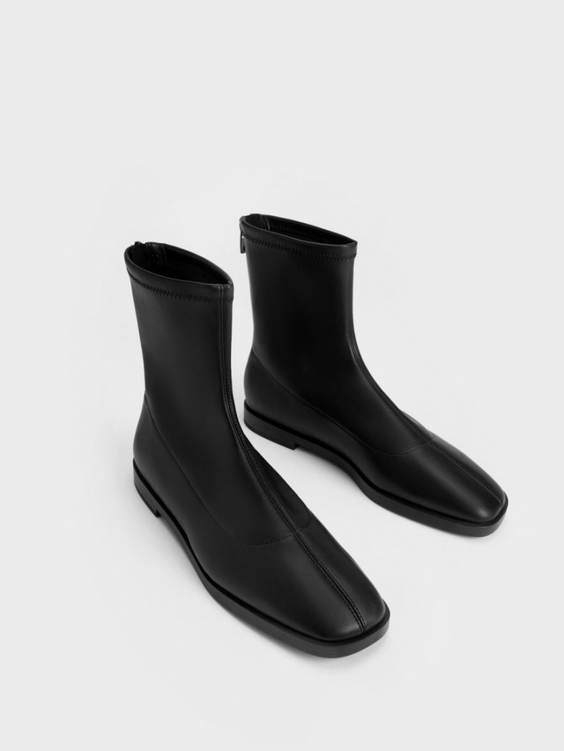 Charles And Keith Zip-Up Ankle Boots Black | PHILIPPINES E846