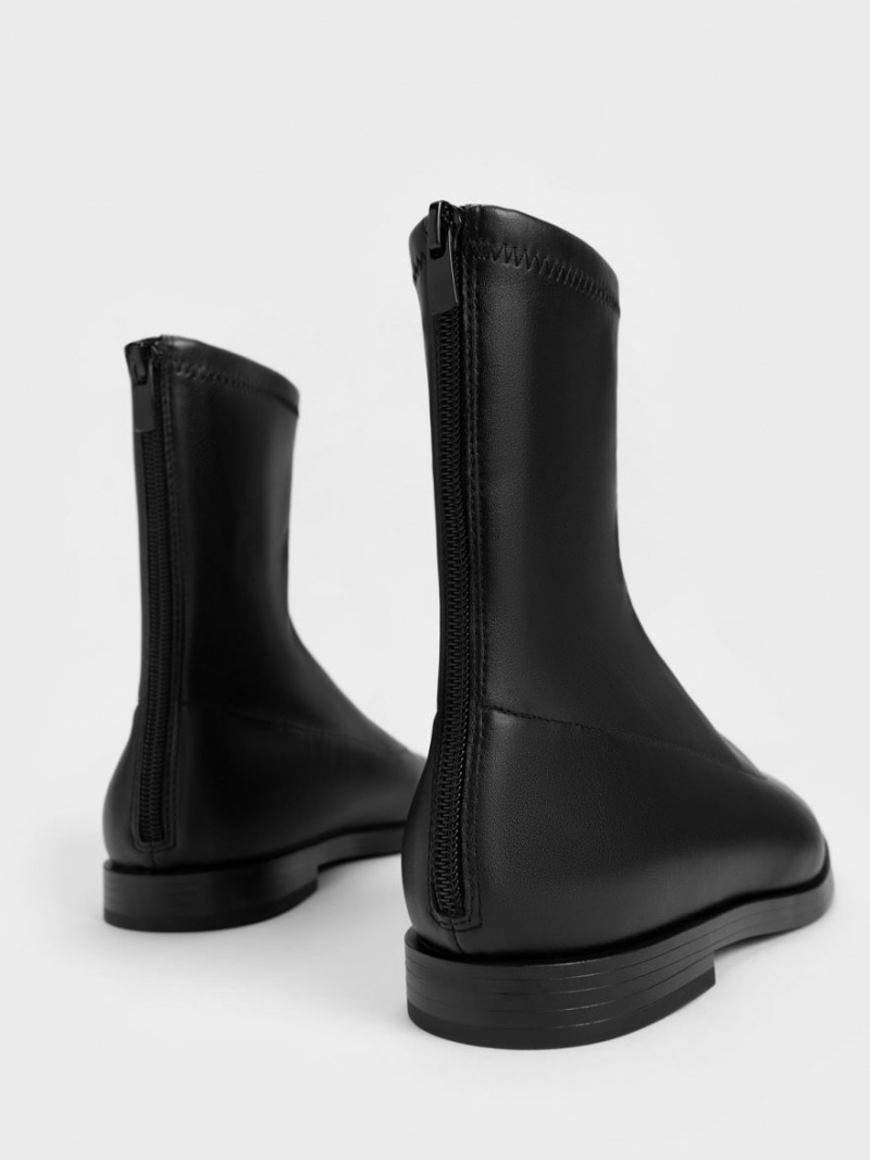 Charles And Keith Zip-Up Ankle Boots Black | PHILIPPINES E846