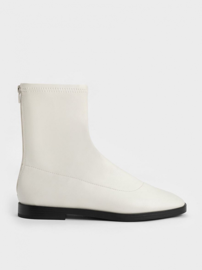 Charles And Keith Zip-Up Ankle Boots White | PHILIPPINES Q189