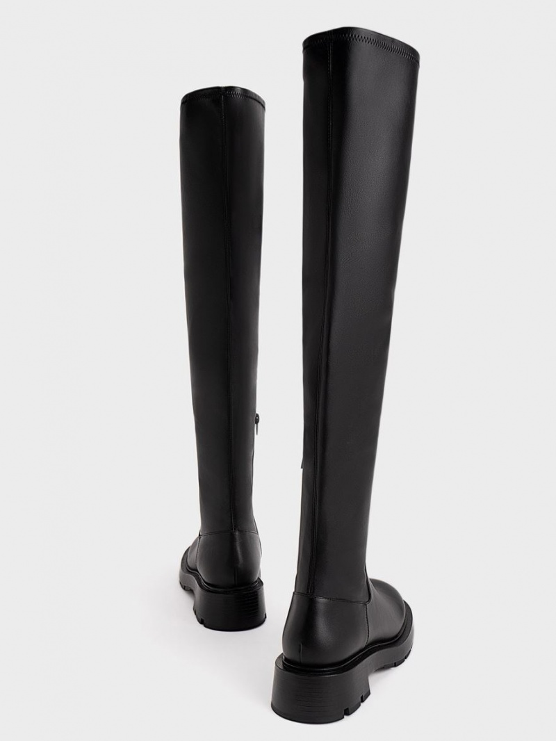 Charles And Keith Zip-Up Thigh High Boots Black | PHILIPPINES V082