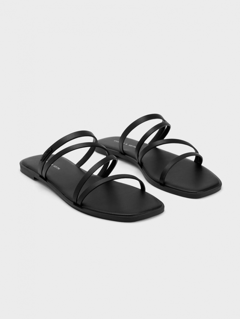 Charles And Keith lliana Strappy Slide Sandals Black | PHILIPPINES A082