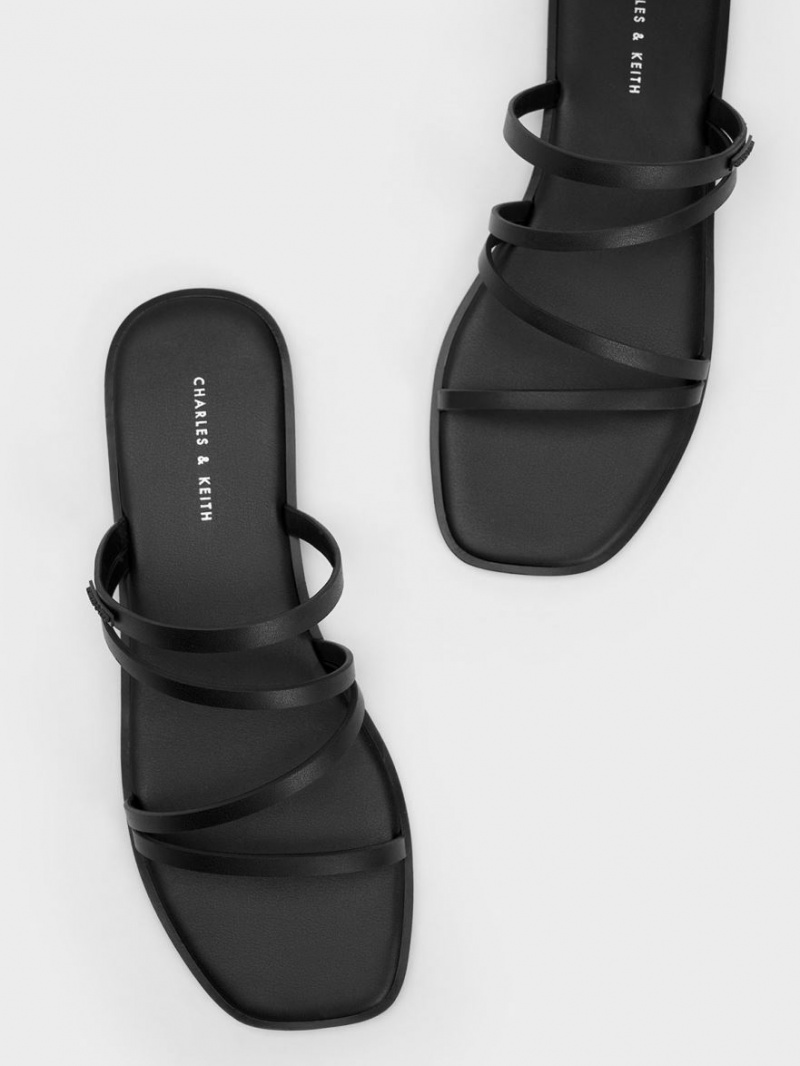 Charles And Keith lliana Strappy Slide Sandals Black | PHILIPPINES A082