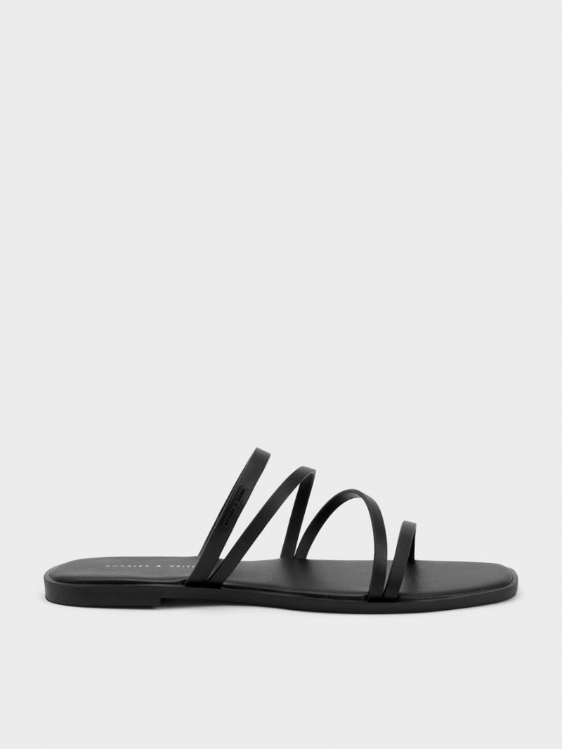 Charles And Keith lliana Strappy Slide Sandals Black | PHILIPPINES A082