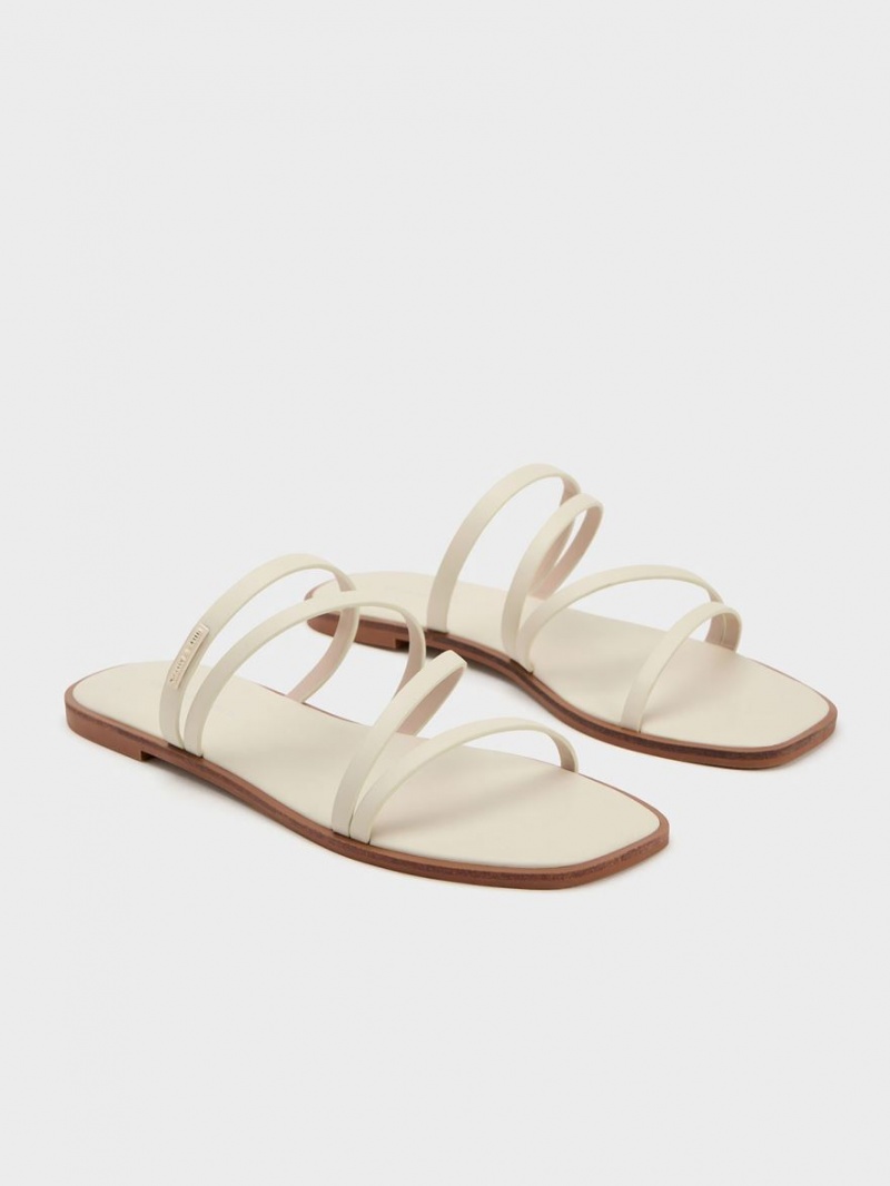 Charles And Keith lliana Strappy Slide Sandals White | PHILIPPINES G034