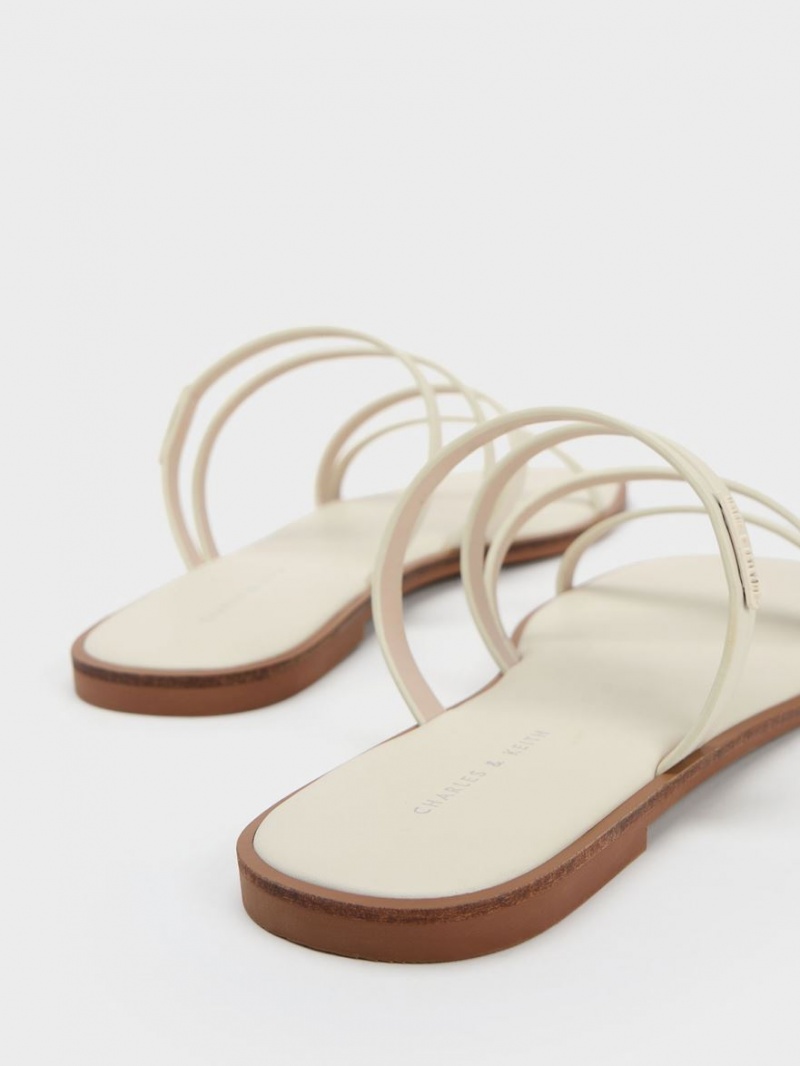 Charles And Keith lliana Strappy Slide Sandals White | PHILIPPINES G034