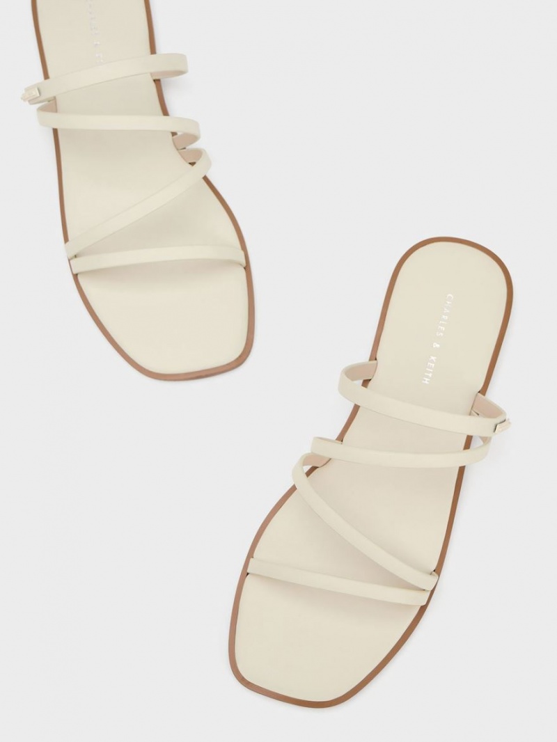 Charles And Keith lliana Strappy Slide Sandals White | PHILIPPINES G034