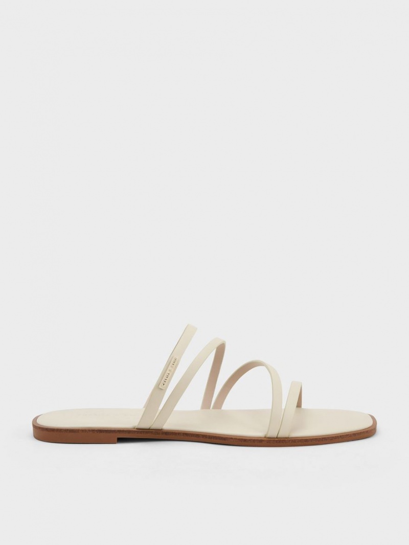 Charles And Keith lliana Strappy Slide Sandals White | PHILIPPINES G034